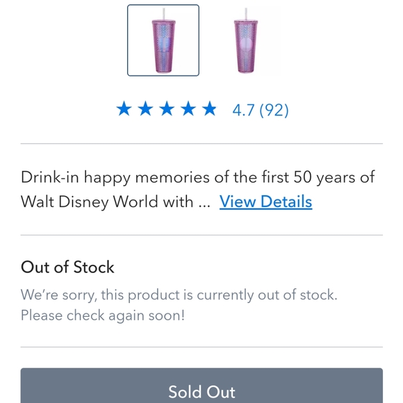 🆕 WDW Walt Disney World Starbucks 50th Anniversary Geometric Pink Tumbler Straw - Picture 4 of 16